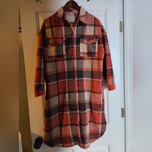 Plaid Button-Up Long Coat